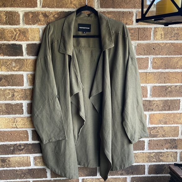 Who What Wear Olive Light Linen Jacket - Picture 7 of 12